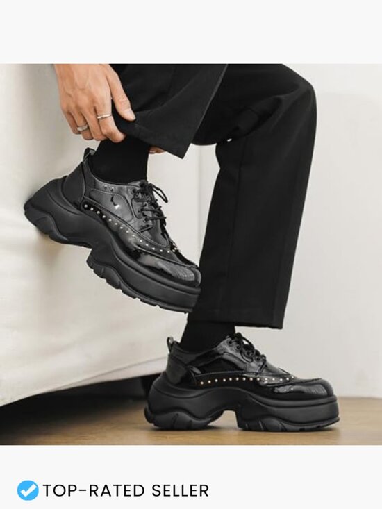 Patent Leather Rivet Platform Motorcycle Boots with Side Zipper Chunky Block main image 4